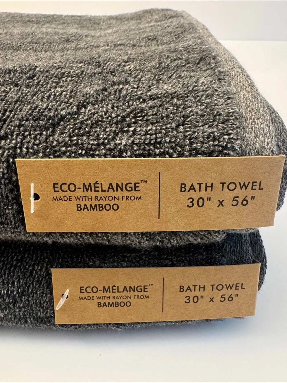 2pc COMMON THREAD Eco-Melange Bamboo/Cotton Bath Towel Set - Heather Dark Grey